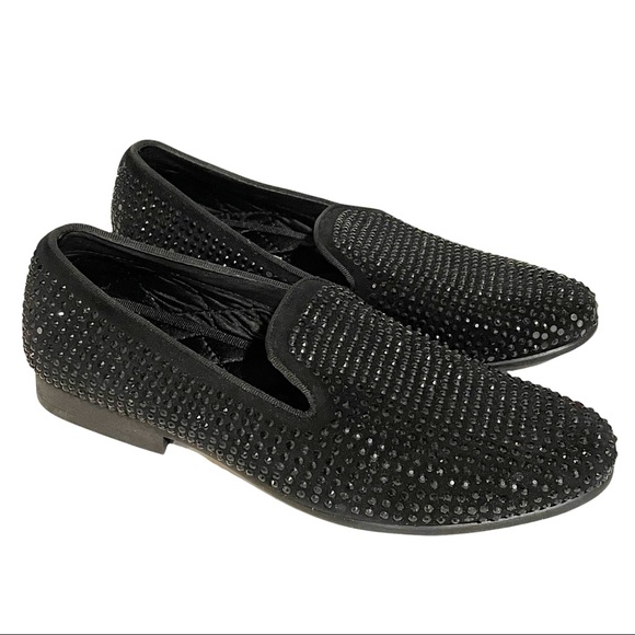 Steve‎ Madden Mens 8.5 Studded Caviarr Black Slip On Loafers Prom Wedding main image 9